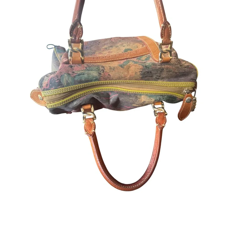 Van Gogh Vintage Art Print Satchel Leather Vachetta corners tore Inside peeling